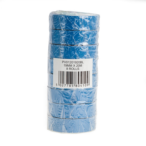 Ultratape PV01201920BL PVC Electrical Insulation Tape Blue 19mm x 20m (8 Rolls)