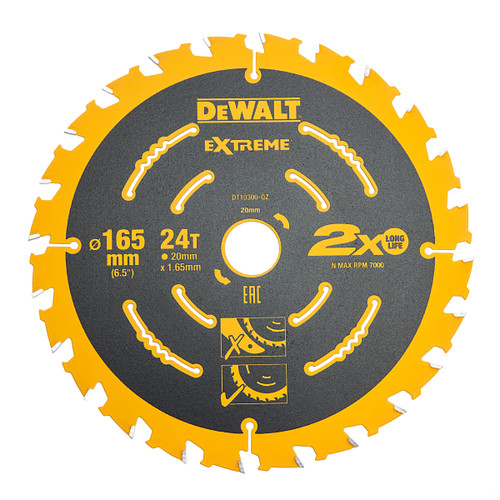 Dewalt DT10300 Extreme Framing Cordless Circular Saw Blade 165mm x 20mm x 24T