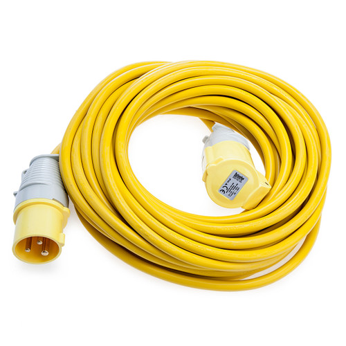 Defender E85121 Extension Lead 16a 2.5mm 14 Metres Yellow 110V