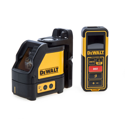 Dewalt DW0889CG Laser Twin Pack DW088CG Cross Line Laser 2 Lines Green + DW099E Distance Metre 1