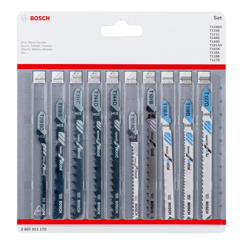 Bosch 2607011170 Jigsaw Blades Set for Wood and Metal (Pack Of 10)