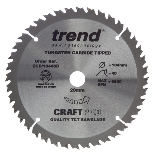 Trend CSB/18440B CraftPro Saw Blade Crosscut 184mm