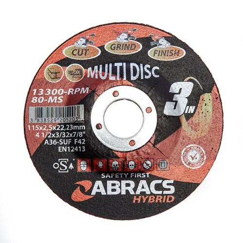 Abracs HY11525DM Hybrid "3IN1" Metal Cutting Discs with DPC Centre 115 x 2.5 x 22mm (Pack of 25) 1