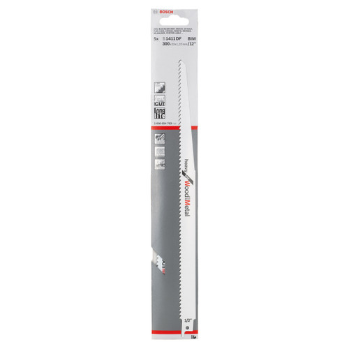 Bosch S1411DF (2608654763) Reciprocating Saw Blades for Wood & Metal 300mm (Pack Of 5) 2