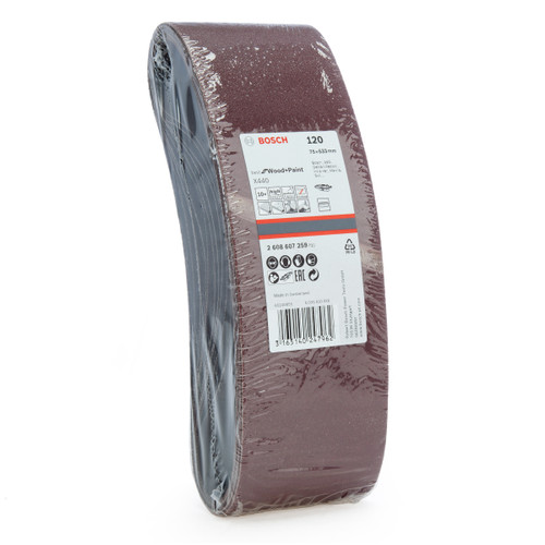 Bosch 2608607259 Sanding Belts X440 Best for Wood and Paint 75 x 533mm 120 Grit (Pack Of 10)