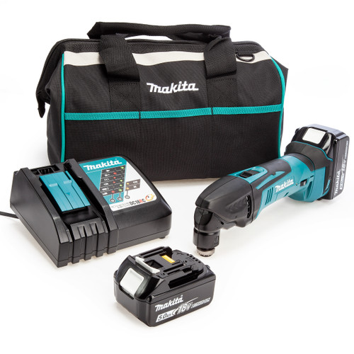 Makita DTM50 18V LXT Multi Tool, Toolbag, Charger (2 x 5.0Ah Batteries)