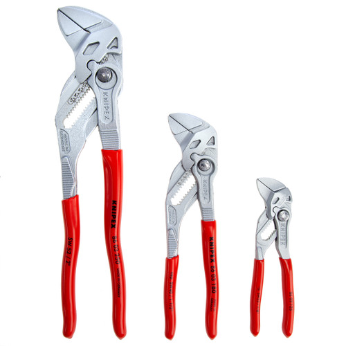 Knipex 001955S6 Pliers + Wrench 2 in 1 Tool Chrome Plated Set (3 Piece)