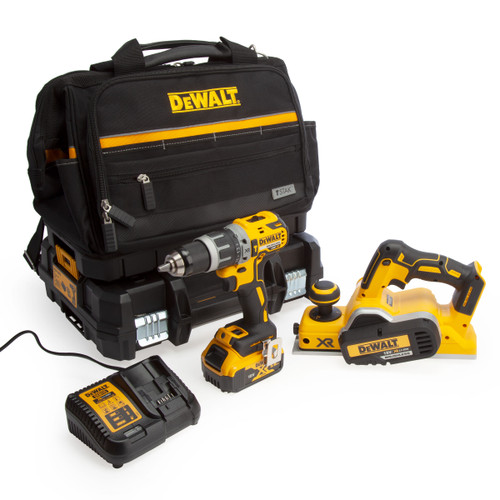 Dewalt 18V XR DCD796 Combi Drill & DCP580 Planer (2 x 5.0Ah Batteries)