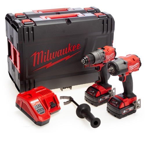 Milwaukee M18FPP2F3-502X FUEL Combi Drill & Impact Wrench Twin Pack (2 x 5.0Ah Batteries)