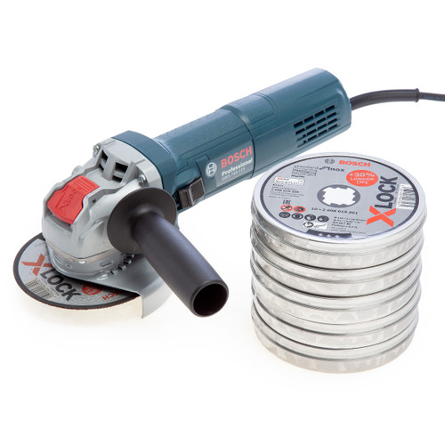 Bosch X LOCK Angle Grinder 110V with 50 Metal Cutting Discs main image