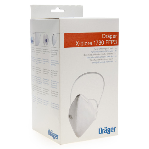 Drager X-plore 1730 C Single Use Face Masks FFP3 No Valve (Box of 20) in packaging