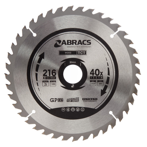 Abracs TCT21640 TCT Circular Saw Blade for Wood 216 x 30mm x 40T main image
