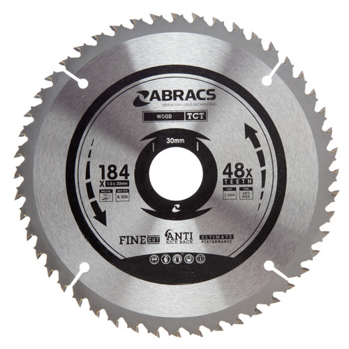 Abracs TCT18448 TCT Circular Saw Blade for Wood 184 x 30mm x 48T