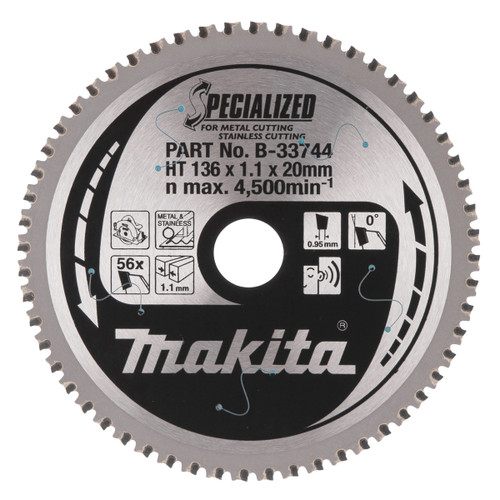 Makita B-33744 Specialized Circular Saw Blade for Metal/Stainless Cutting 136mm x 20mm x 56T
