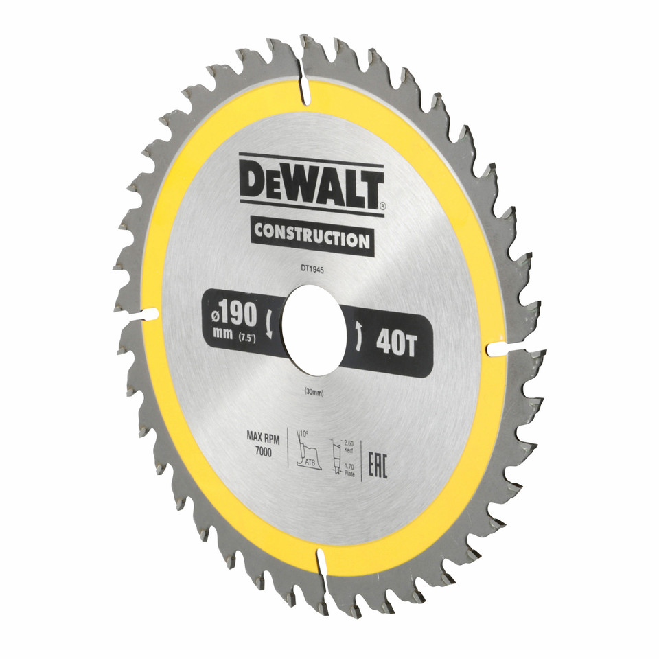 Dewalt DT1945 Circular Saw Blade for Wood 190mm Toolstop