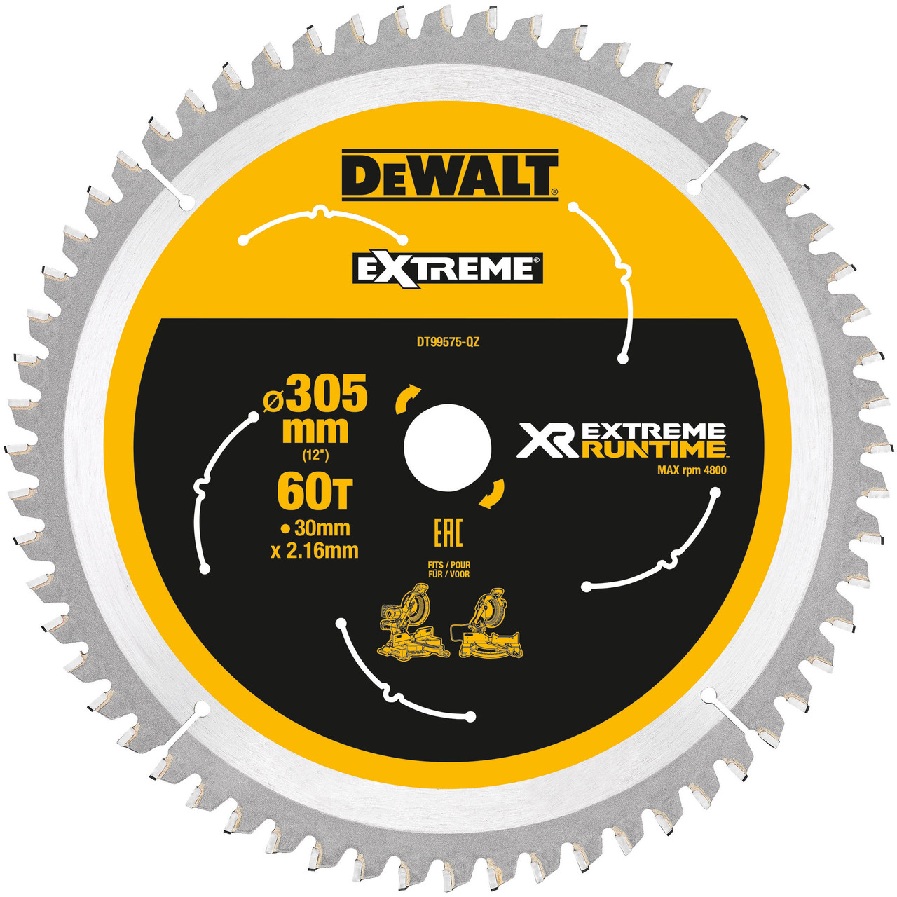 Photos - Chain / Reciprocating Saw Blade DeWALT DT99575 XR Extreme Runtime Mitre Saw Blade 305mm x 30mm x 60T 