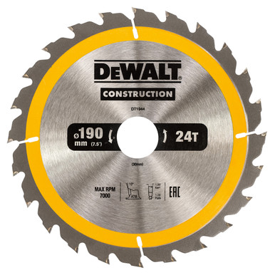 Dewalt DT1944 Construction Circular Saw Blade 190 × 30mm × 24T