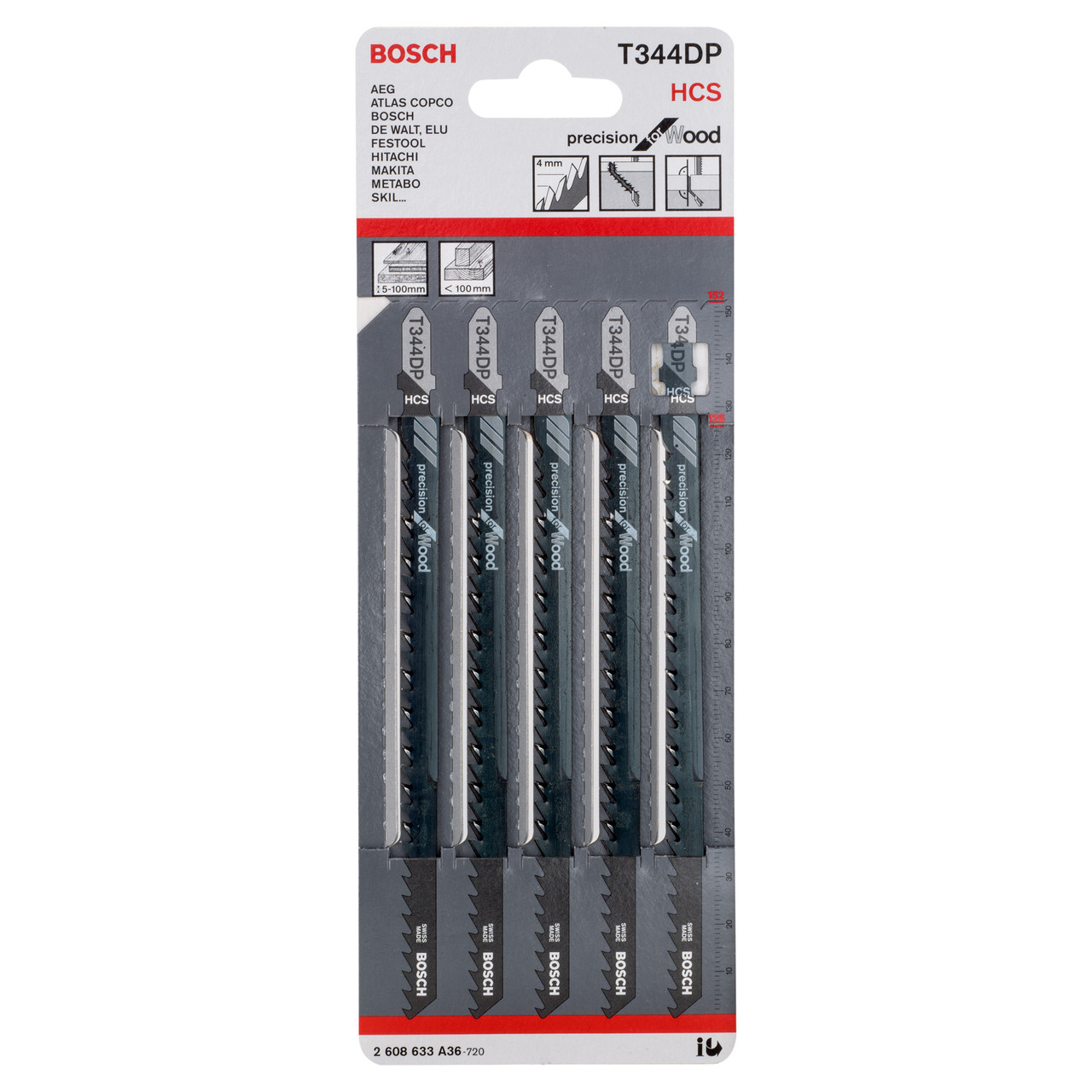 Photos - Electric Jigsaw Bosch T344DP  Jigsaw Blades for Wood (Pack of 5) 2608633A36 (2608633A36)