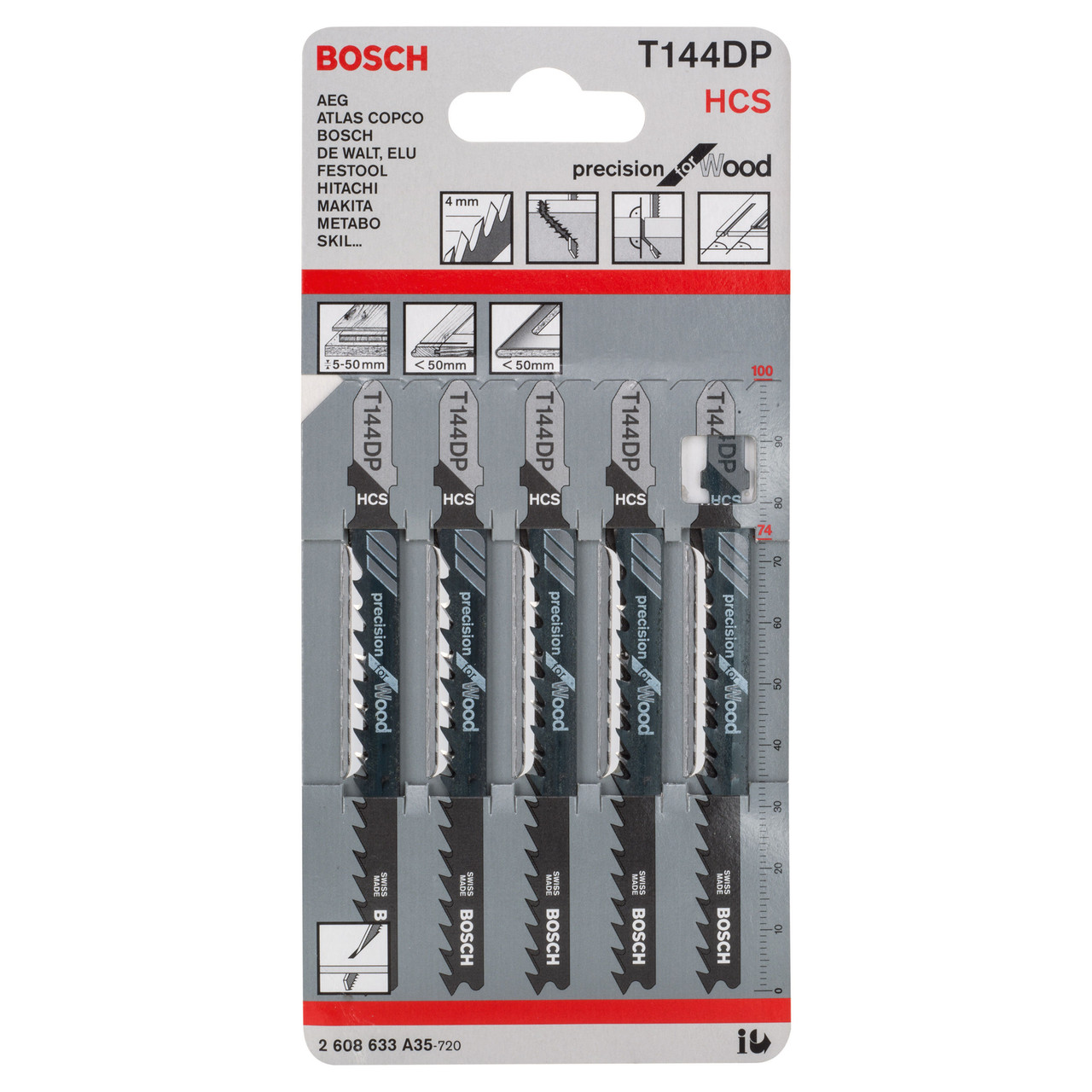 Photos - Chain / Reciprocating Saw Blade Bosch T144DP  Jigsaw Blades - For Wood (5 Piece) 2608633A35 (2608633A35)