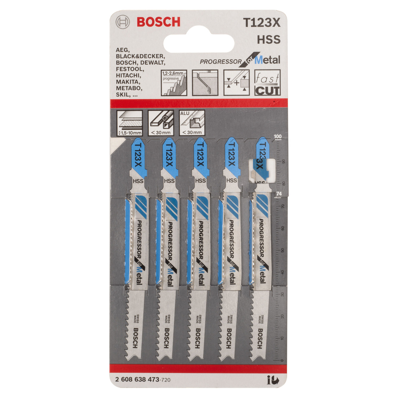 Photos - Power Tool Accessory Bosch T123X  Jigsaw Blades - For Metal (5 Piece) 2608638473 (2608638473)