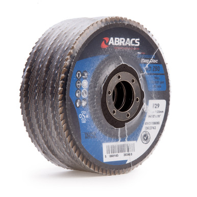 Abracs ABFZ115B080 Pro Zirconium Flap Disc 80 Grit × 115mm (Pack of 5) Abracs ABFZ115B080 Pro Zirconium Flap Disc 80 Grit × 115mm (Pack of 5)