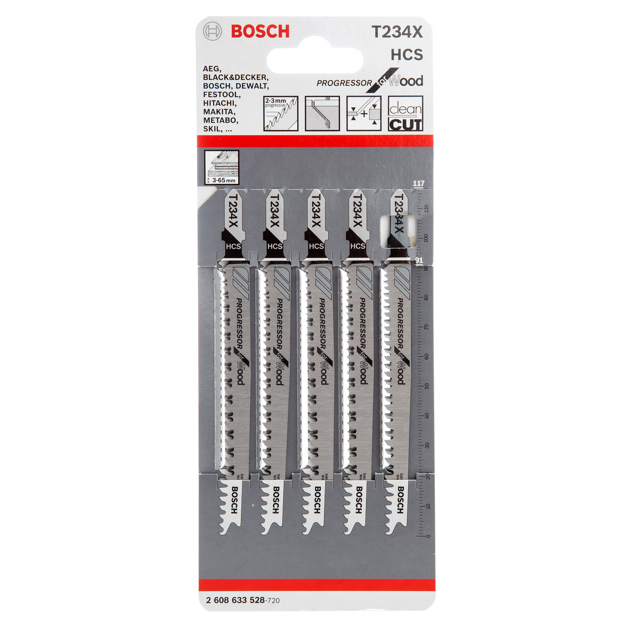 Photos - Electric Jigsaw Bosch T234X Jigsaw Blades HCS Progressor for Wood  2608633528 (5 Pack)