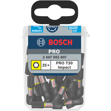 Bosch 2607002807 PRO Impact Screwdriver Bit T30 × 25mm (Pack of 25) Bosch 2607002807 PRO Impact Screwdriver Bit T30 × 25mm (Pack of 25)