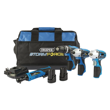 Draper 93446 10.8V Storm Force 4 Piece Kit (2 × 1.5Ah Batteries)