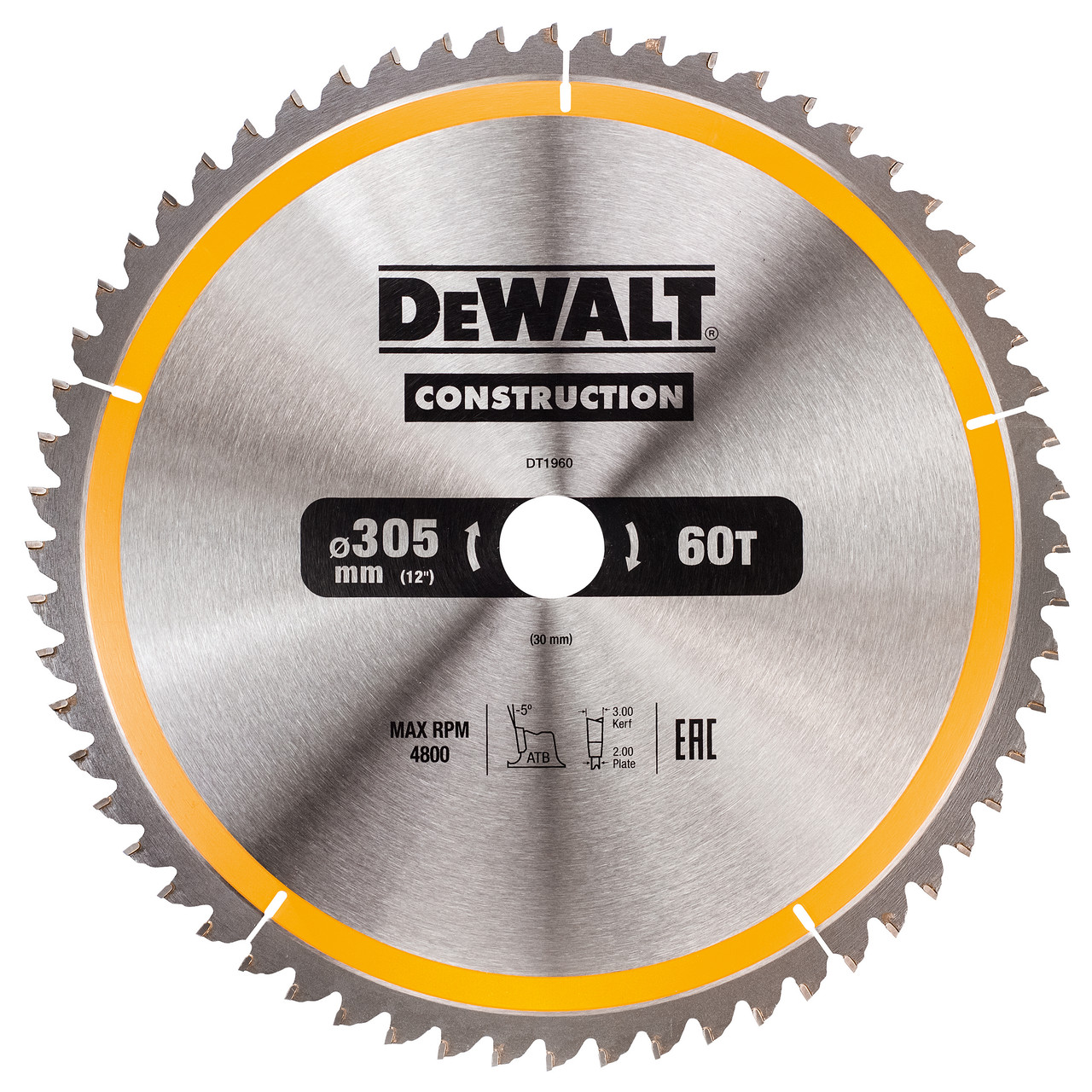 Photos - Chain / Reciprocating Saw Blade DeWALT DT1960 Construction Circular Saw Blade 305 x 30mm x 60T DT1960-QZ 