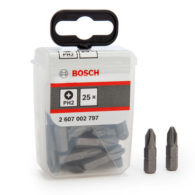 Bosch 2607002797 Extra Hard Screwdriver Bit PH2 × 25mm (Pack of 25)
