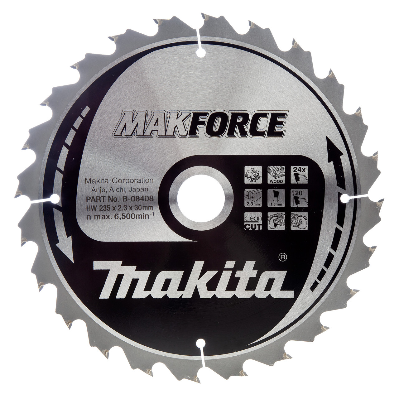 Photos - Power Tool Accessory Makita B-08408 MAKFORCE Circular Saw Blade for Wood 235 x 30mm x 24T 