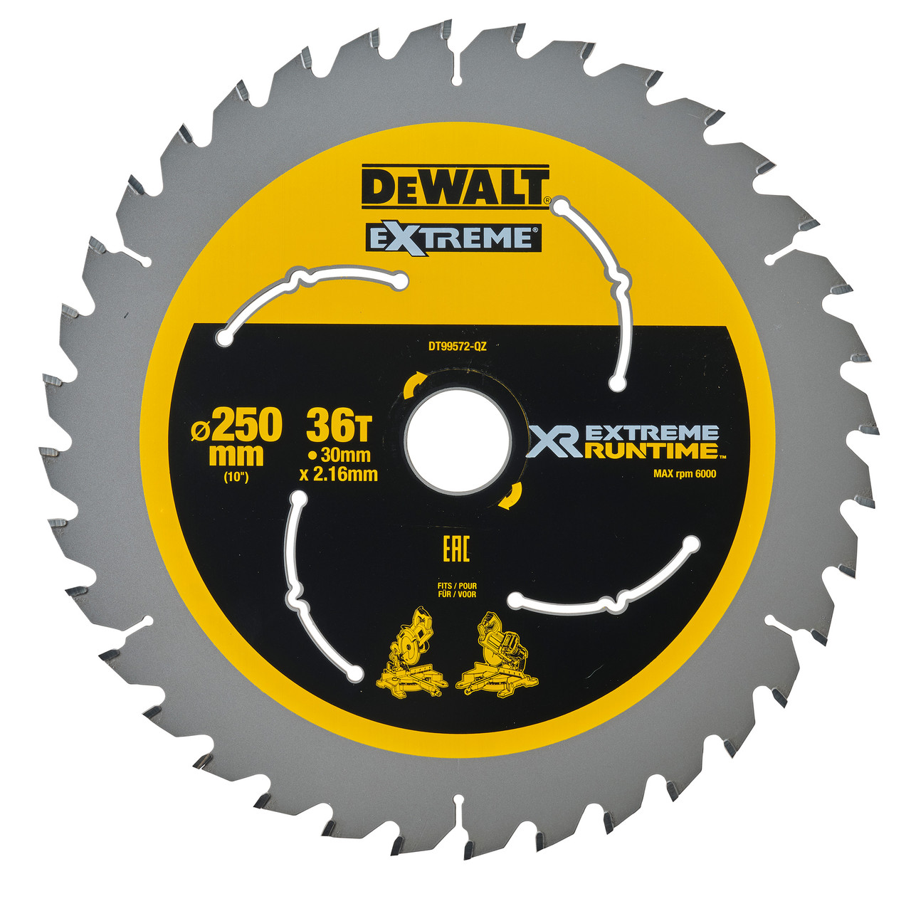 Photos - Power Tool Accessory DeWALT DT99572 Extreme Runtime Saw Blade 250mm x 30mm x 36T DT99572-QZ 
