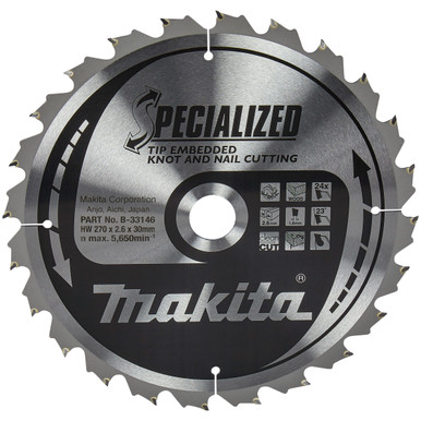Makita B-33146 SPECIALIZED Circular Saw Blade for Wood 270 × 30mm × 24T