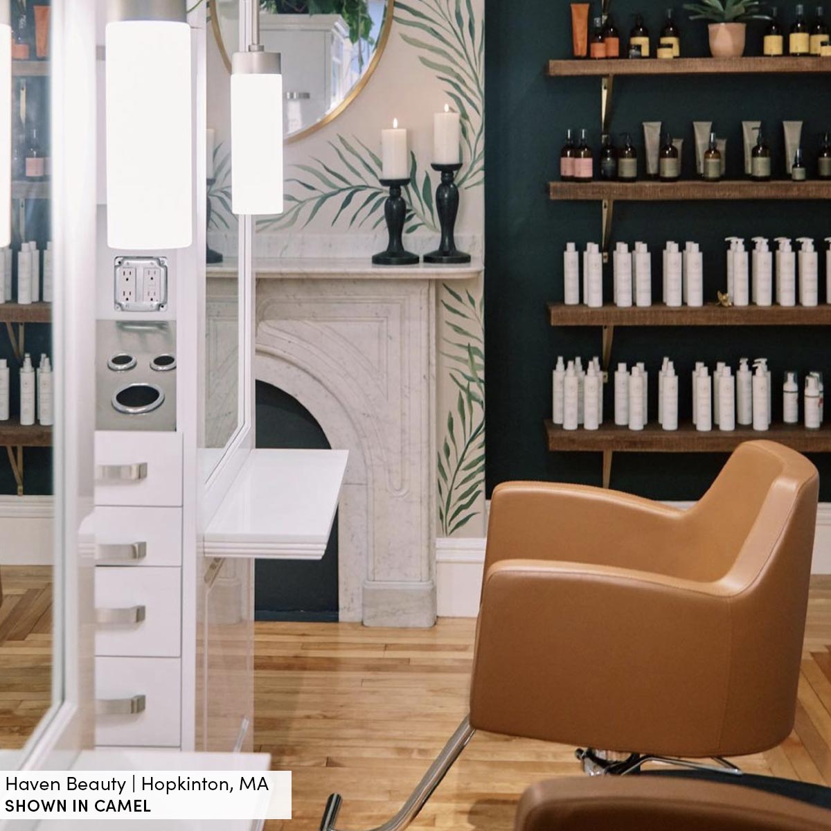Venturi Extra Wide Salon Styling Chair in Camel (Tan), Electric