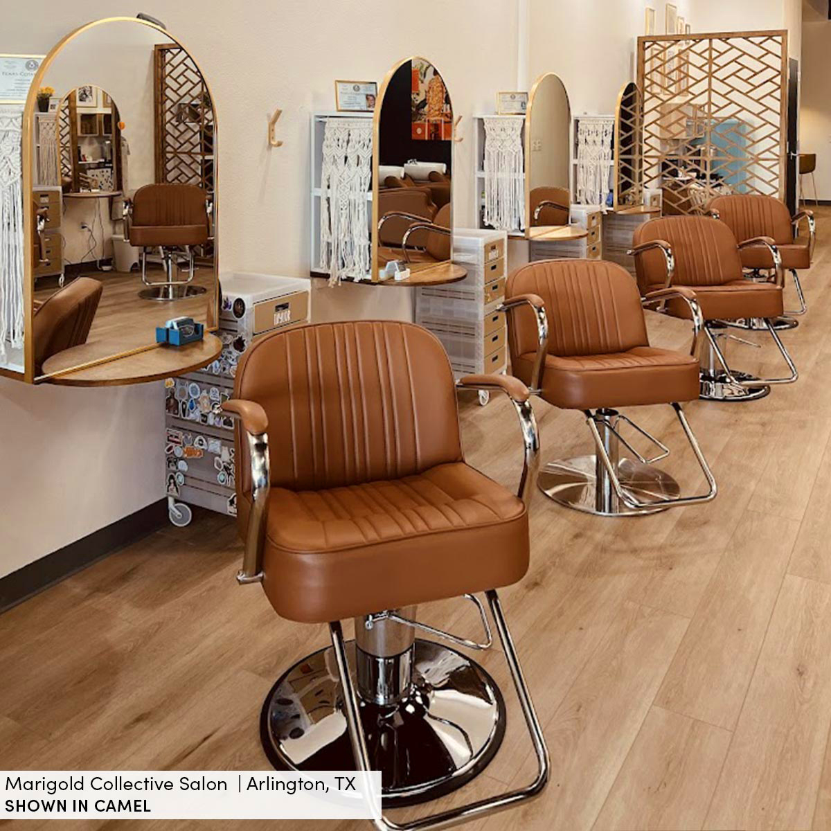 Churchill Extra Wide Salon Styling Chair in Camel (Tan), Low