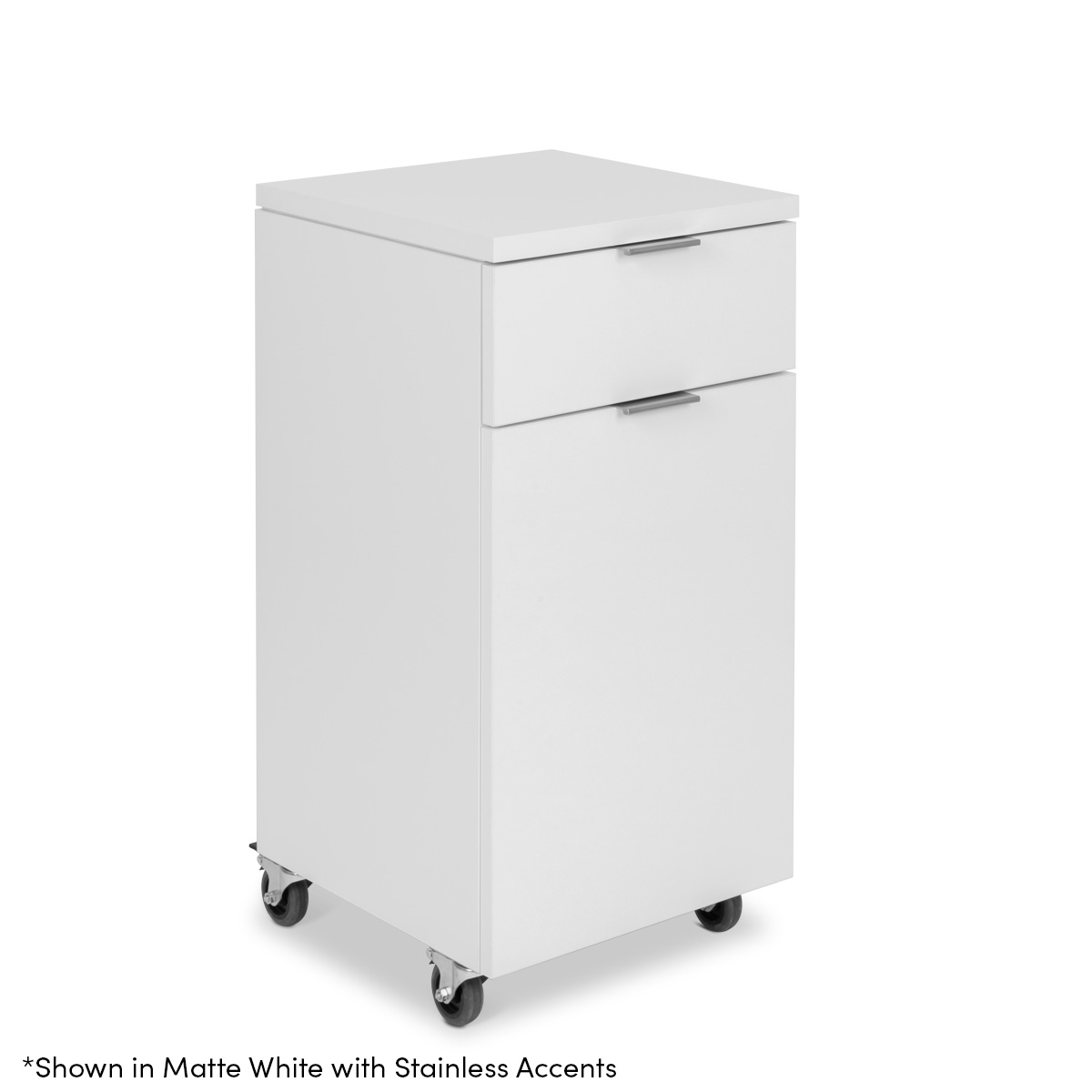 Newport Salon Trolley Cart in Matte Gray with Oiled Walnut