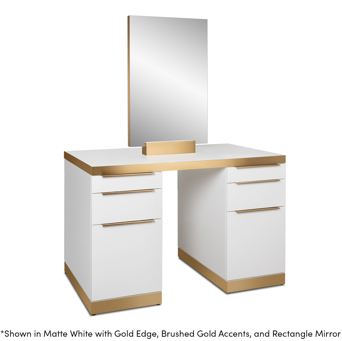 Waverly Double Sided Salon Styling Station with Rectangle Mirror 