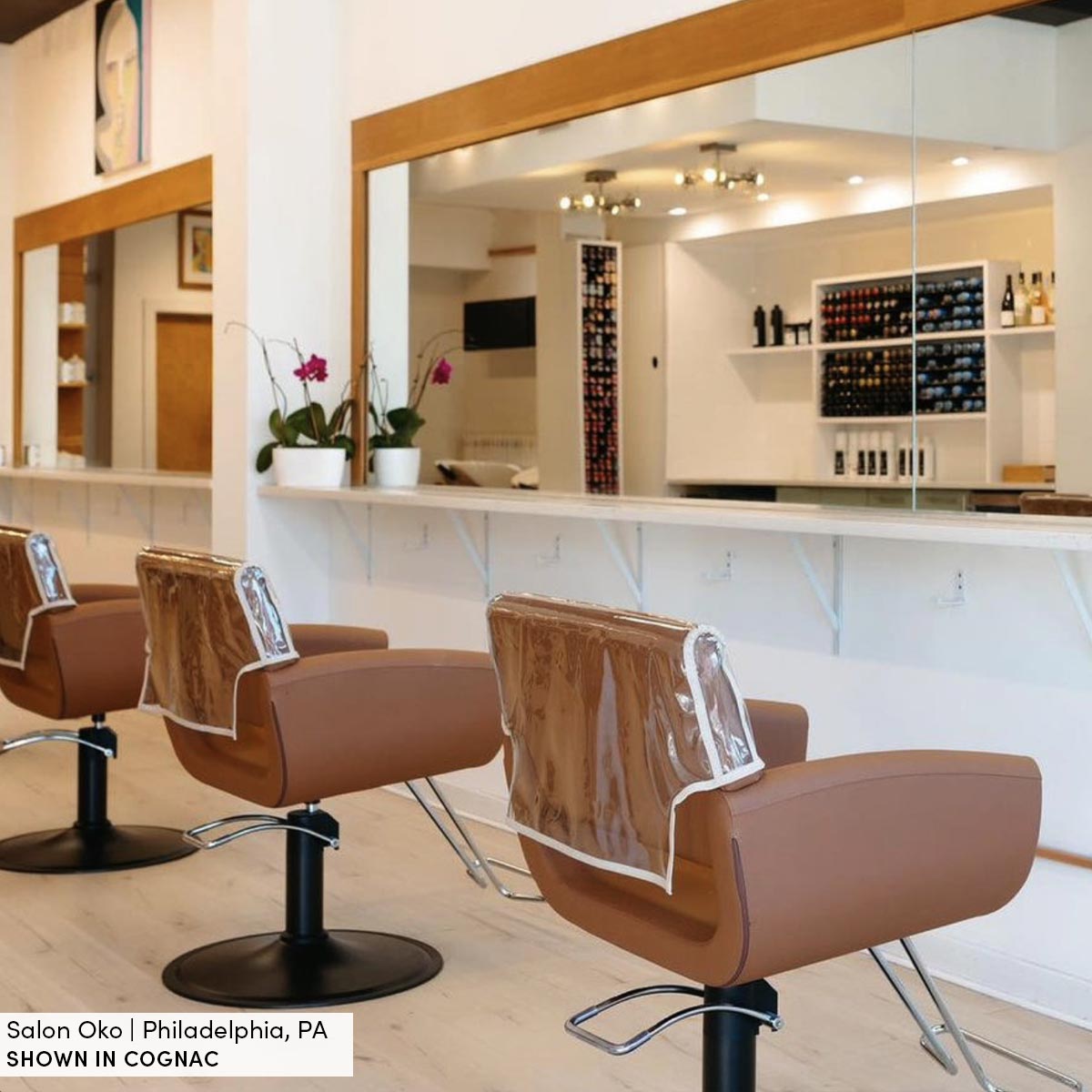 Emma Wide Salon Styling Chair in Khaki (Tan), Oversized Round