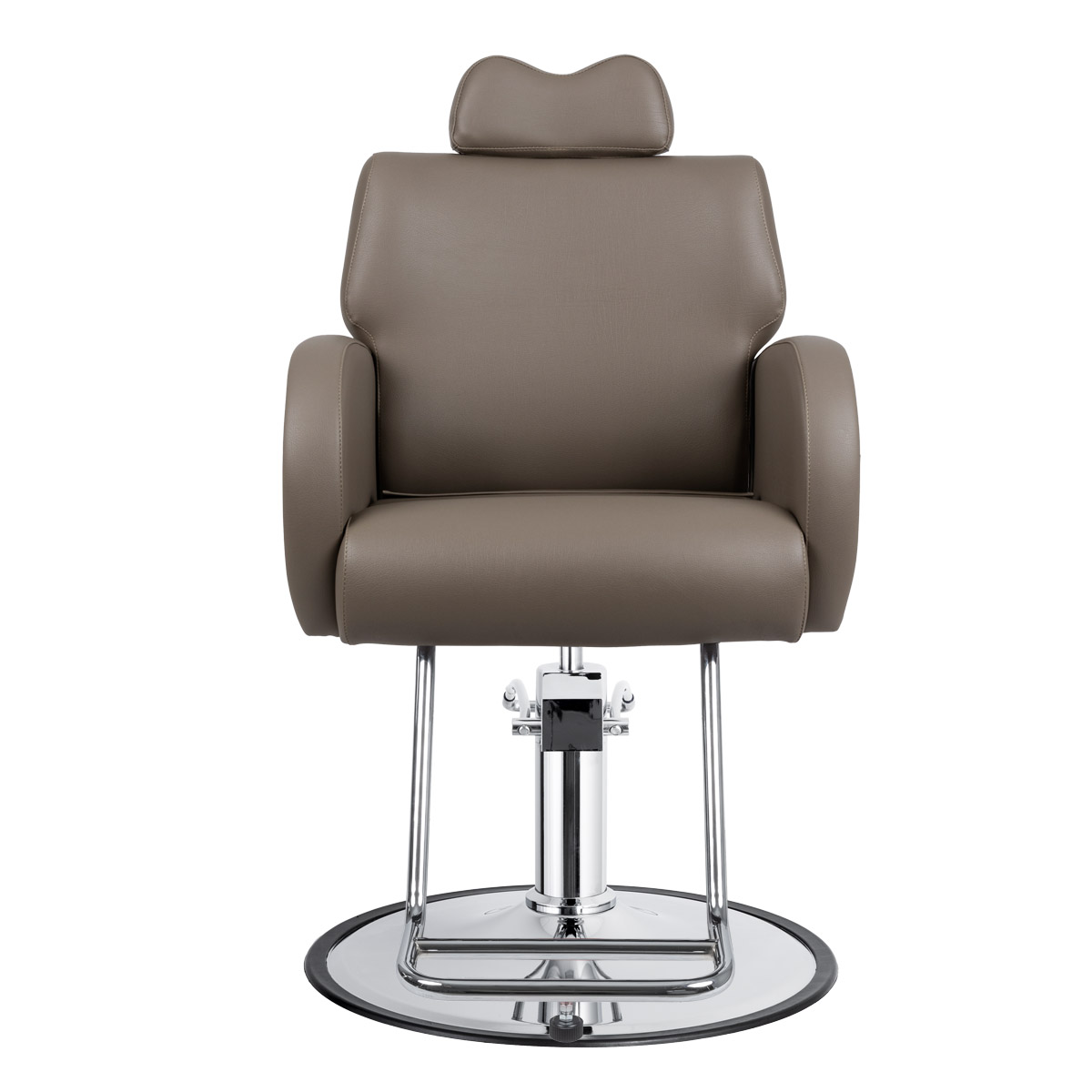 Catera Wide All Purpose Salon Styling Chair in Sand, Round White