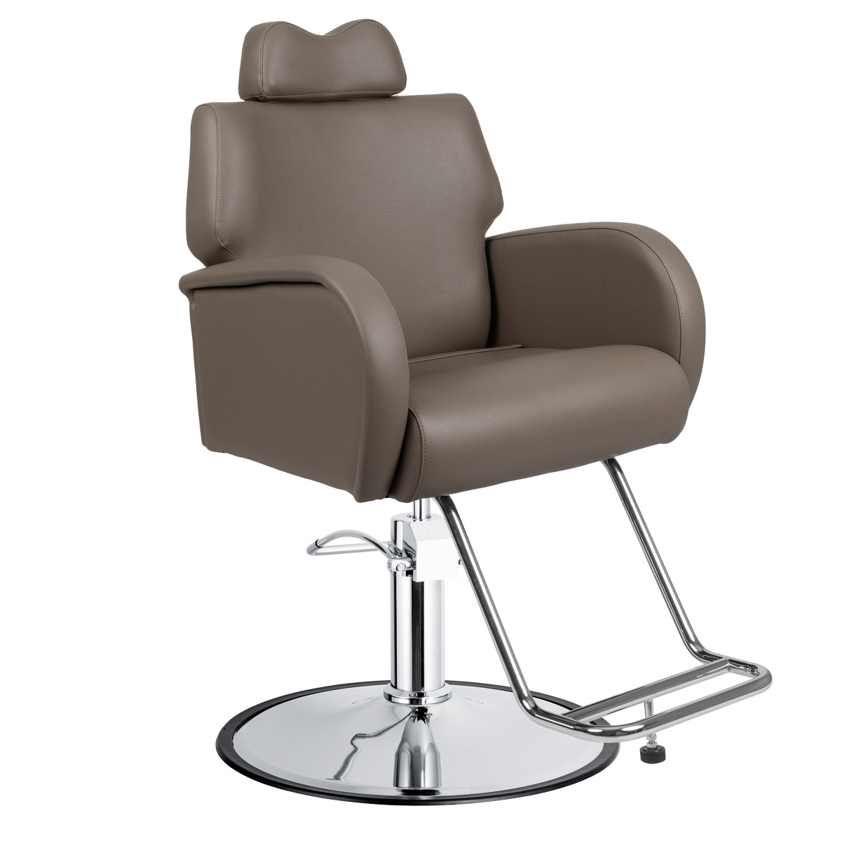 Catera All Purpose Salon Styling Chair Short Round Black Powder Coated Dark Saddle