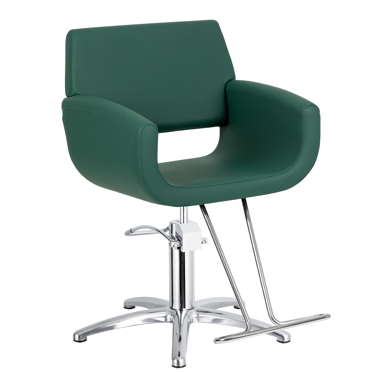 Emma Wide Salon Styling Chair in Forest Green, 5-star 360° Swivel