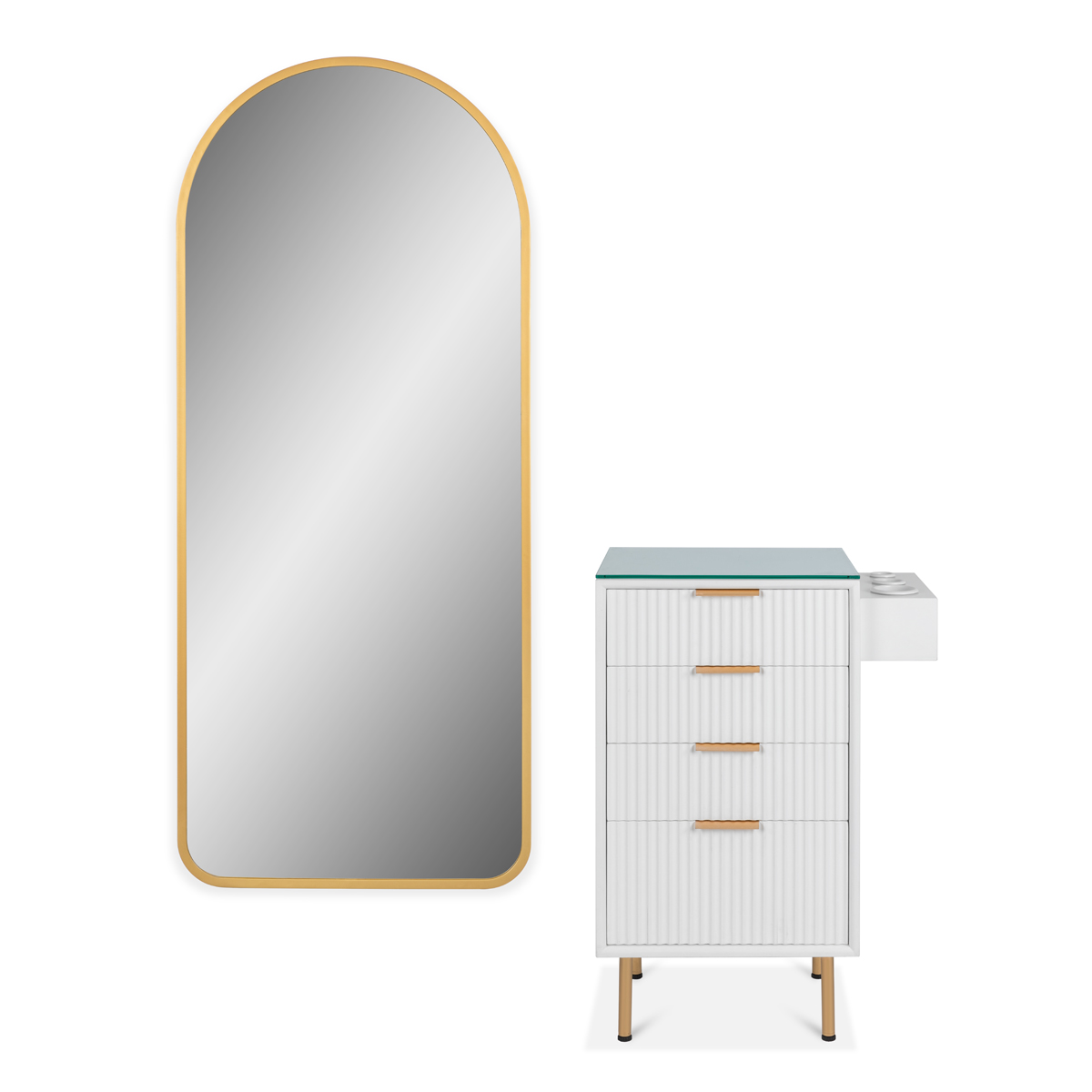 Wakefield Styling Station with Gold Mirror | Minerva Beauty