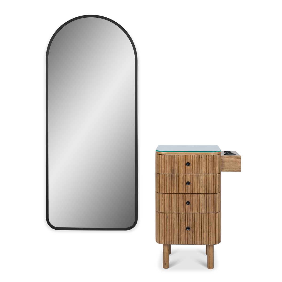 vintage atelier Knoll Styling Station in Antique Umber with Black Mirror