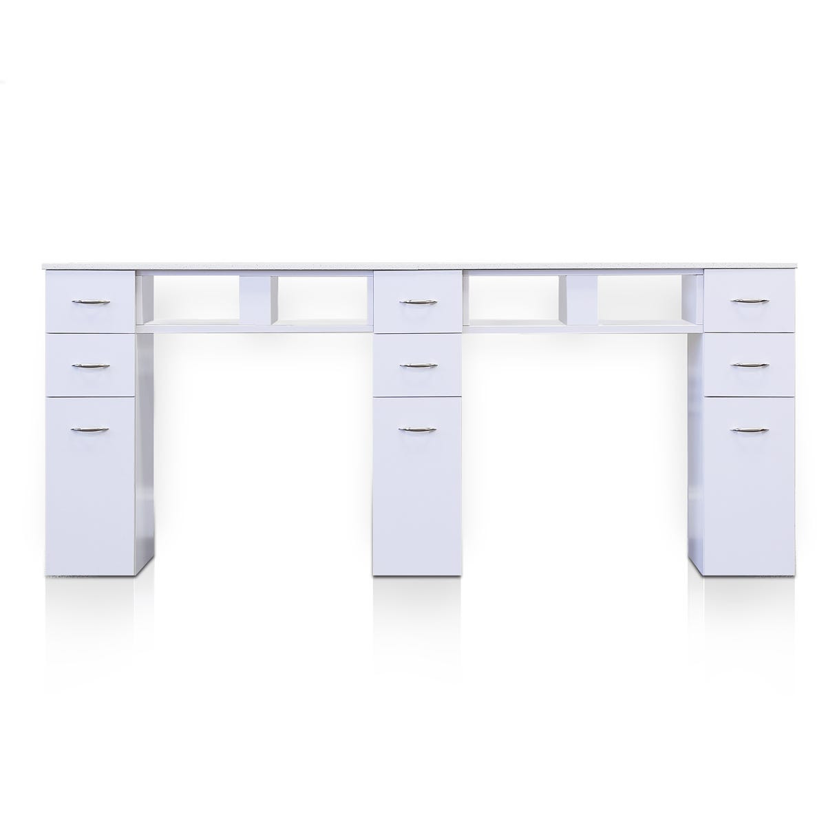 J&A Double White Granite Top Manicure Table | Minerva Beauty