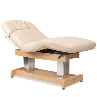 Waves Multi-tilting Electric Spa Massage Table with Face Cradle and Armrest in Beige