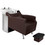 Avant LE Shampoo System in Stainless Steel and Chrome with Mocha Chair and White Bowl