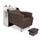 Avant LE Shampoo System in Stainless Steel and Black Chrome with Chocolate Chair and White Bowl
