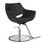 Arco Salon Styling Chair in black shown from three-quarter angle to the right with round chrome base