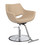 Arco Salon Styling Chair in cashmere shown from three-quarter angle to the right with round chrome base