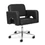 Evara Rolling Technician Chair in black shown from three-quarter angle to the right with rolling tech chair base in polished aluminum